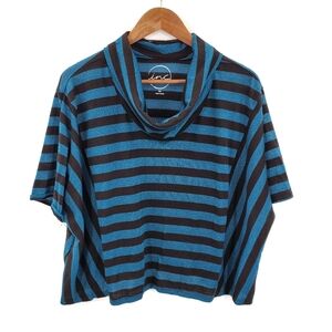 INC Womens Dolman Sleeve Striped Cowl Neck Top Blouse Size PM Blue Black